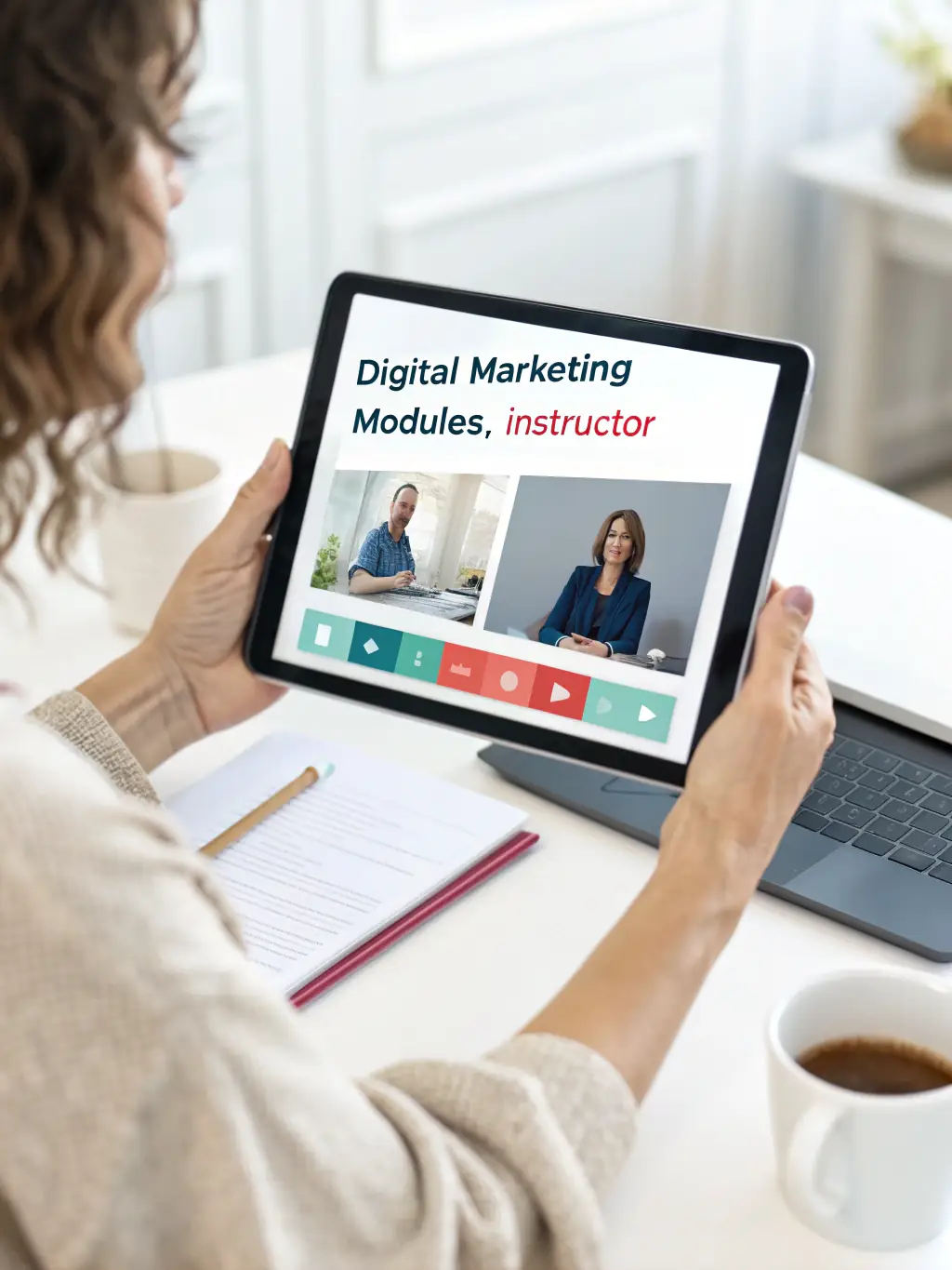 A screenshot of an online course platform with modules on productivity and time management, representing Online Productivity Courses.