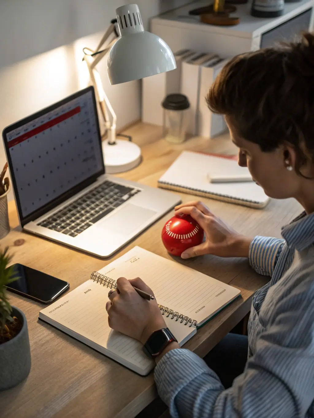 A person using a Pomodoro timer while working on a laptop, symbolizing focused work sessions and time management.